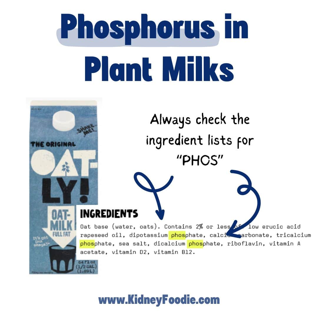 to find a low phosphorus milk for CKD, always check the ingredient list for "PHOS"