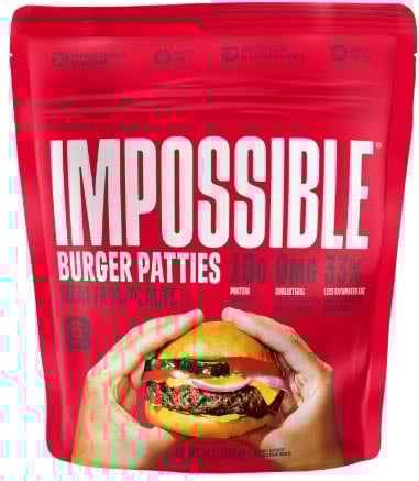 package of impossible frozen veggie burger patties kidney friendly