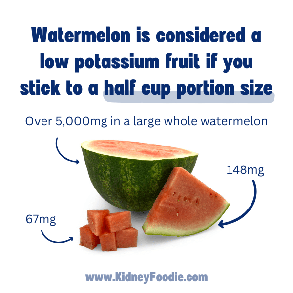 Watermelon is considered a low potassium fruit